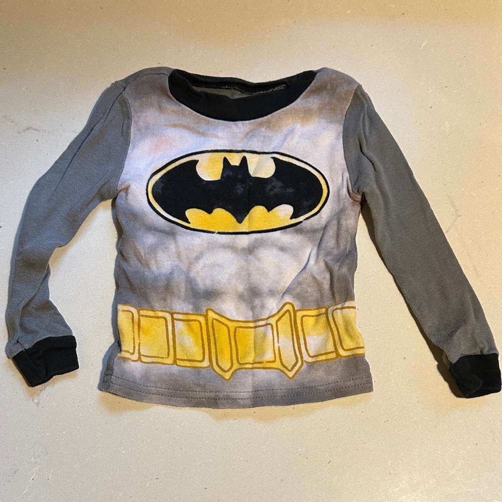 Batman Long Sleeve Kids Shirt - Gray and Yellow